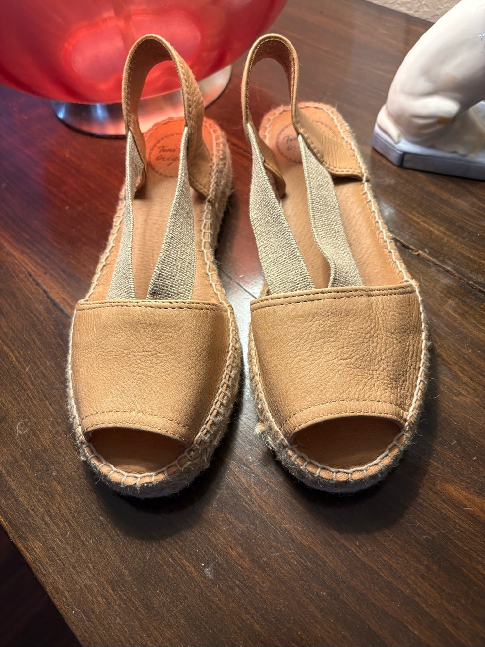 Toni Pons Leather Slingback Espadrille Sandals in Tan new 6.5